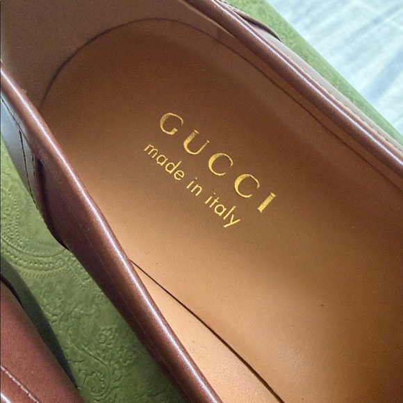 GUCCI Jakarta Brown Leather Gold GG Chain detail Mens Classy Classic Loafers main image 11